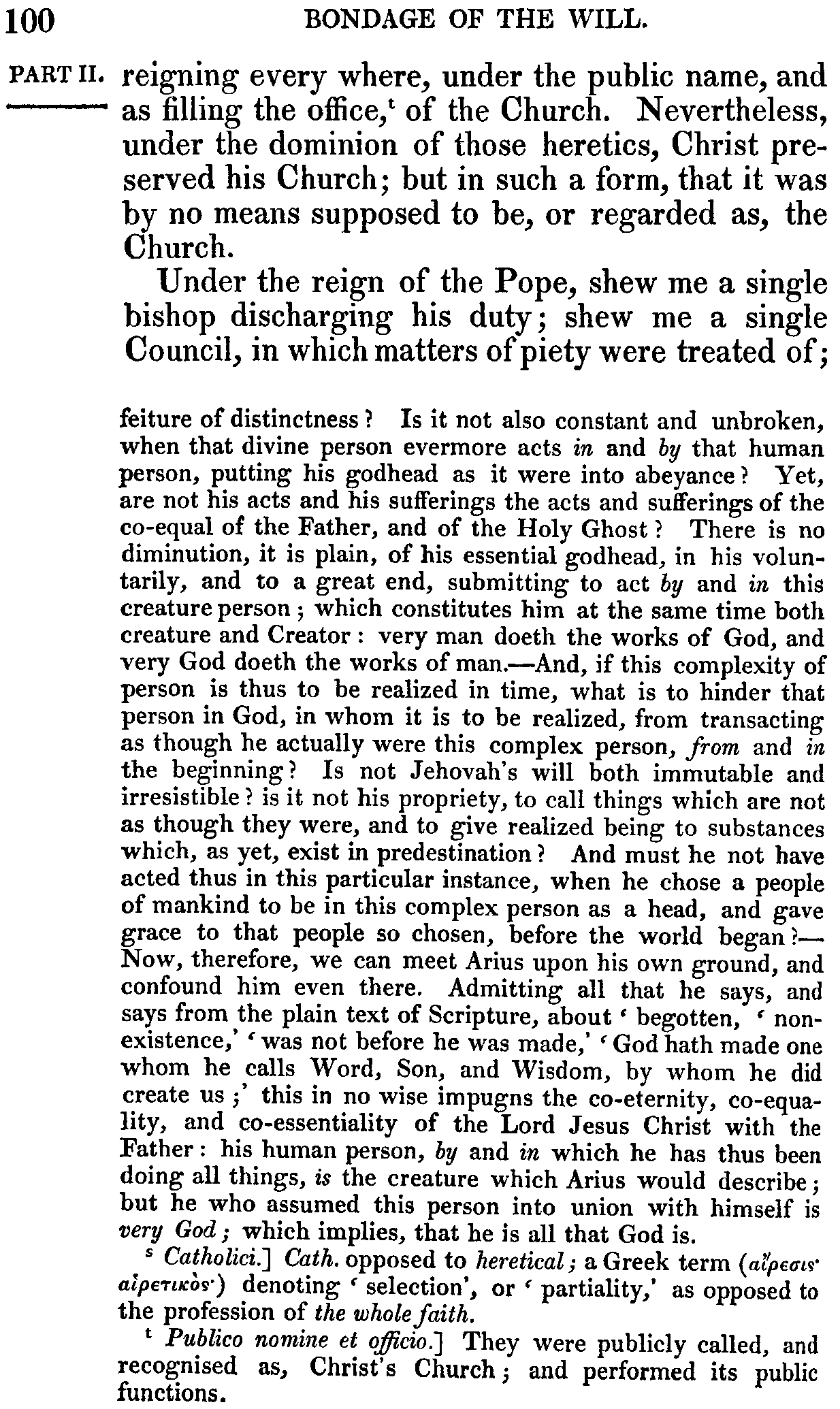 Print Edition of the Bondage of the Will, Page 100