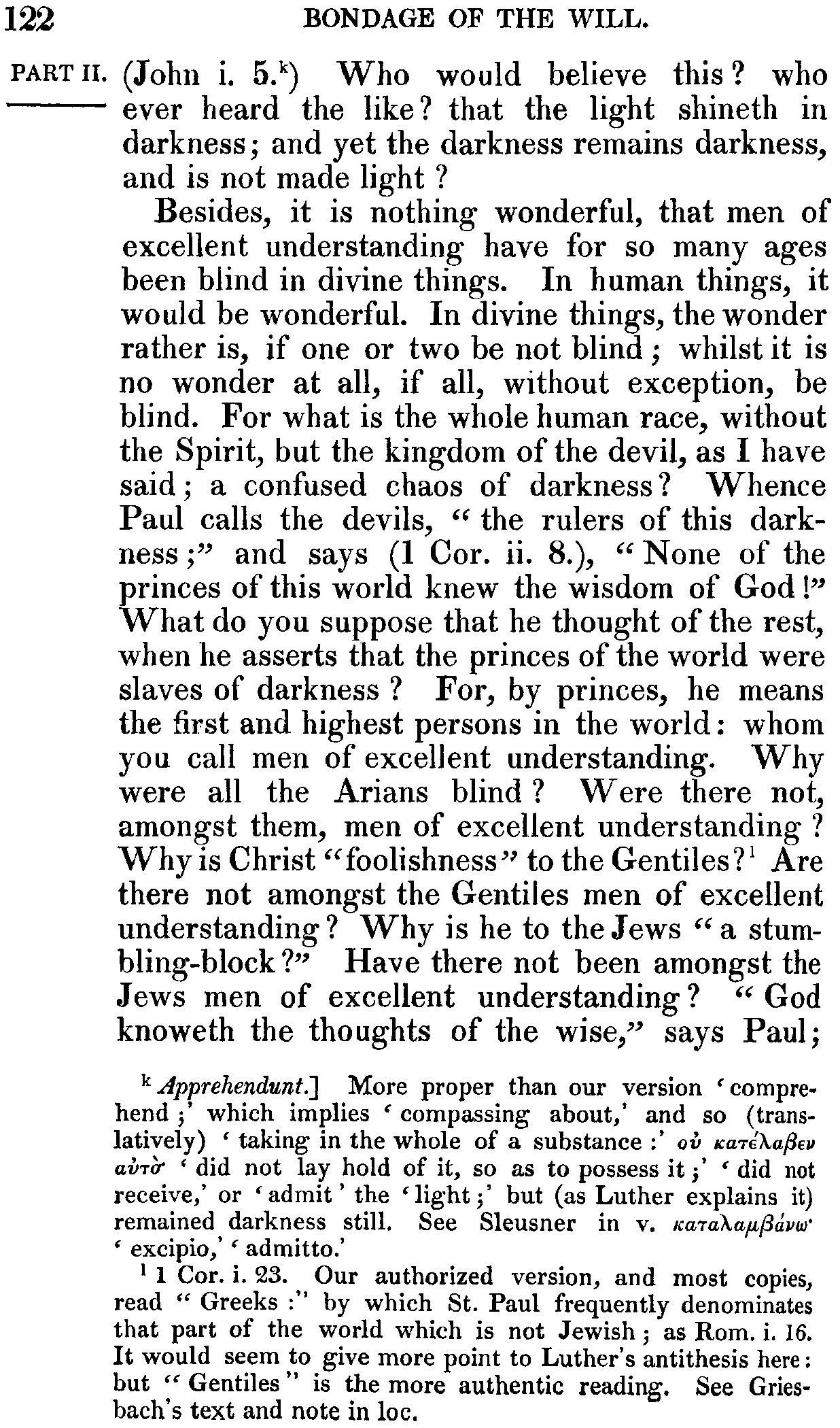 Print Edition of the Bondage of the Will, Page 122