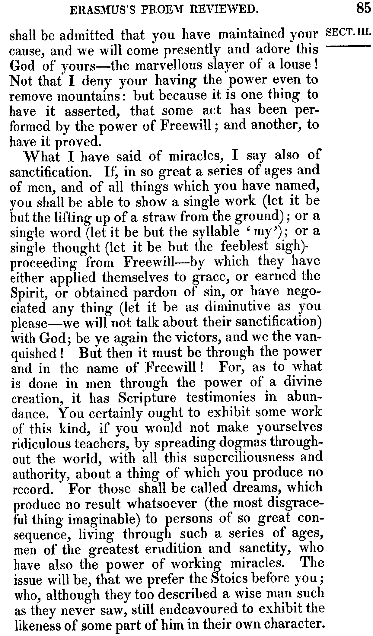 Print Edition of the Bondage of the Will, Page 85