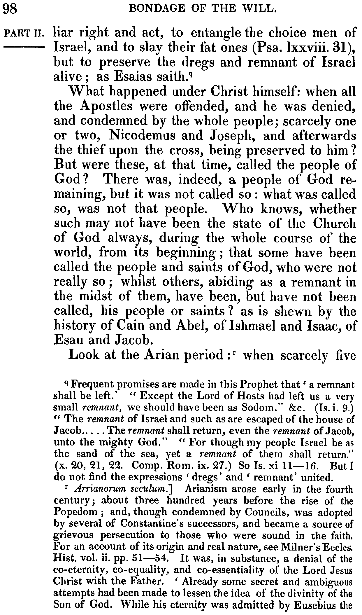 Print Edition of the Bondage of the Will, Page 98